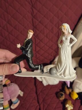 White Bride and Groom Cake Topper Figurine - Wedding Party Decor